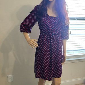 H&M ~ Size 6 ~ Navy Blue Dress with Red Polka Dots